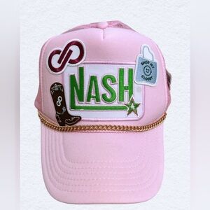 Poshmark Nashville Pink Trucker Hat with Patches